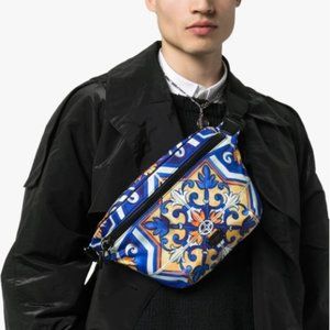 Dolce & Gabbana Nylon Fanny Pack with Maiolica Print - Blue, NWT and never used